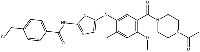 N-(5-(5-(4-acetylpiperazine-1-carbonyl)-4-Methoxy-2-Methylphenylthio)thiazol-2-yl)-4-(chloroMethyl)benzaMide Structure