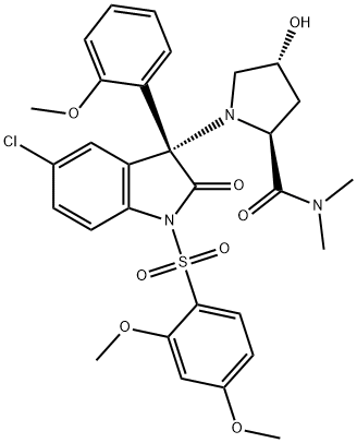 (2S,4R)-1-[(R)-5-CHLORO-1-(2,4-DIMETHOXY-BENZENESULFONYL)-3-(2-METHOXY-PHENYL)-2-OXO-2,3-DIHYDRO-1H-INDOL-3-YL]-4-HYDROXY-PYRROLIDINE-2-CARBOXYLIC ACID DIMETHYLAMIDE Structure