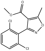 3-(2,6-ジクロロフェニル)-5-メチル-4-イソオキサゾールカルボン酸メチル 化学構造式