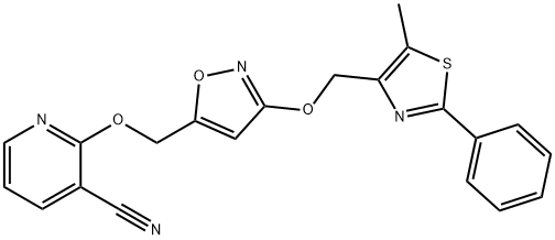 2-[[3-[(5-methyl-2-phenyl-4-thiazolyl)methoxy]-5-isoxazolyl]
methoxy]nicotinonitrile Struktur