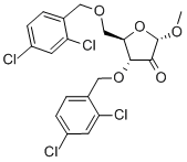 1-O-Methyl-3,5-bis-O-[(2,4-dichlorophenyl)methyl]-alpha-D-erthro-pentofuranoside-2-ulose Struktur