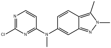 N-(2-クロロ-4-ピリミジニル)-N,2,3-トリメチル-2H-インダゾール-6-アミン 化学構造式