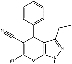 6-AMINO-3-ETHYL-4-PHENYL-1,4-DIHYDROPYRANO[2,3-C]PYRAZOLE-5-CARBONITRILE Structure