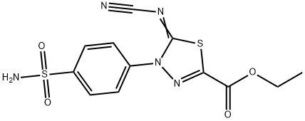 ETHYL 4-[4-(AMINOSULFONYL)PHENYL]-5-CYANAMIDE-4,5-DIHYDRO-1,3,4-THIADIAZOLE-2-CARBOXYLATE Struktur