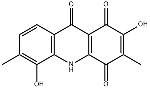 2,5-Dihydroxy-3,6-dimethyl-1,4,9(10H)-acridinetrione,445-32-9,结构式