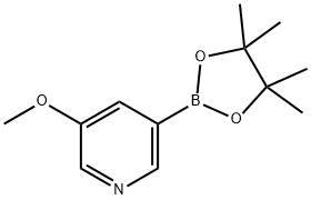 3-メトキシ-5-(4,4,5,5-テトラメチル-1,3,2-ジオキサボロラン-2-イル)ピリジン 化学構造式