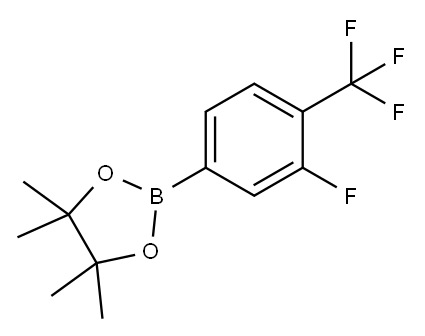 2-(3-フルオロ-4-(トリフルオロメチル)フェニル)-4,4,5,5-テトラメチル-1,3,2-ジオキサボロラン 化学構造式