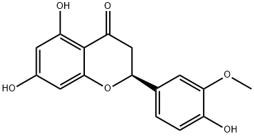 (S)-2,3-ジヒドロ-5,7-ジヒドロキシ-2-(4-ヒドロキシ-3-メトキシフェニル)-4H-1-ベンゾピラン-4-オン 化学構造式