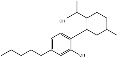 2-[5-メチル-2-(1-メチルエチル)シクロヘキシル]-5-ペンチル-1,3-ベンゼンジオール 化学構造式
