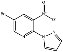 5-ブロモ-3-ニトロ-2-(1H-ピラゾール-1-イル)ピリジン 化学構造式