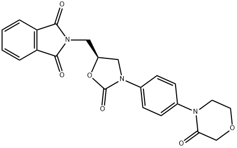 4-[4-[(5S)-5-フタルイミドメチル-2-オキソ-3-オキサゾリジニル]フェニル]-3-モルホリノン 化学構造式