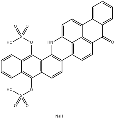 10,15-dihydroxyanthra[2,1,9-mna]naphth[2,3-h]acridin-5(16H)-one disodium bis(sulphate)  Struktur