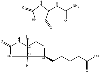 (3aS,3aβ,6aβ)-ヘキサヒドロ-2-オキソ-1H-チエノ[3,4-d]イミダゾール-4α-ペンタン酸·N-(2,5-ジオキソ-4-イミダゾリジニル)尿素 化学構造式