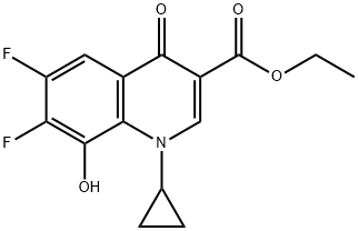 1-シクロプロピル-6,7-ジフルオロ-1,4-ジヒドロ-8-ヒドロキシ-4-オキソ-3-キノリンカルボン酸エチルエステル 化学構造式