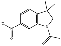 1-(3,3-二甲基-6-硝基二氢吲哚-1-基)乙-1-酮 结构式