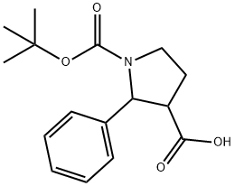 1-BOC-2-苯基吡咯烷-3-羧酸 结构式