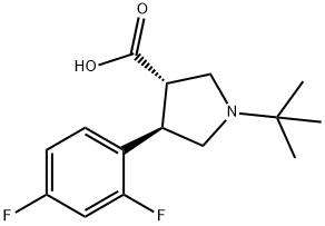 (3S,4R)-1-TERT-BUTYL-4-(2,4-DIFLUOROPHENYL)PYRROLIDINE-3-CARBOXYLIC ACID Structure