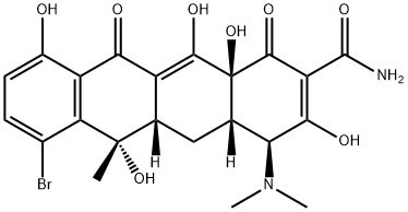(2Z,4S,4aS,5aS,6R,12aS)-2-(amino-hydroxy-methylidene)-7-bromo-4-dimethylamino-6,10,11,12a-tetrahydroxy-6-methyl-4,4a,5,5a-tetrahydrotetracene-1,3,12-trione Structure