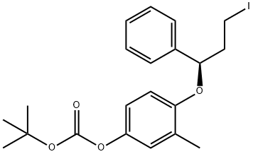 (R)-(2-メチル-4-TERT-ブチル炭酸)ベンゼン1-(1-フェニル-3-ヨードプロピル)エーテル 化学構造式