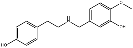 N-(P-ヒドロキシフェネチル)-N-(3-ヒドロキシ-4-メトキシ)ベンジルアミン 化学構造式
