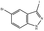 5-ブロモ-3-ヨード-1H-インダゾール 化学構造式