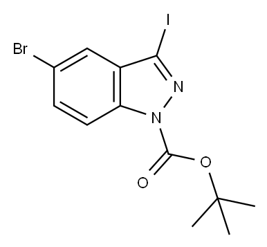 3-IODO-5-BROMO-1H-INDAZOLE-1-CARBOXYLIC ACID TERT-BUTYL ESTER Structure