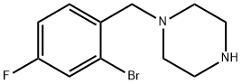 2-ブロモ-4-フルオロ-1-(ピペラジノメチル)ベンゼン 化学構造式