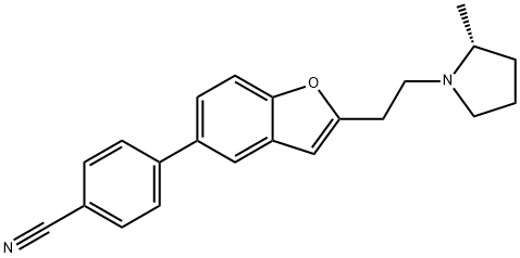 (R)-4-(2-(2-(2-METHYLPYRROLIDIN-1-YL)ETHYL)BENZOFURAN-5-YL)BENZONITRILE Struktur