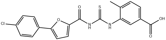 3-[[[[[5-(4-CHLOROPHENYL)-2-FURANYL]CARBONYL]AMINO]THIOXOMETHYL]AMINO]-4-METHYL-BENZOIC ACID 结构式