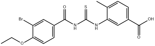 3-[[[(3-BROMO-4-ETHOXYBENZOYL)AMINO]THIOXOMETHYL]AMINO]-4-METHYL-BENZOIC ACID 结构式