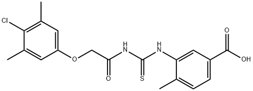 3-[[[[(4-CHLORO-3,5-DIMETHYLPHENOXY)ACETYL]AMINO]THIOXOMETHYL]AMINO]-4-METHYL-BENZOIC ACID 结构式