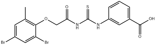 3-[[[[(2,4-DIBROMO-6-METHYLPHENOXY)ACETYL]AMINO]THIOXOMETHYL]AMINO]-BENZOIC ACID 结构式