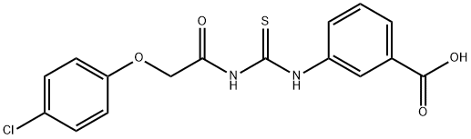 3-[[[[(4-CHLOROPHENOXY)ACETYL]AMINO]THIOXOMETHYL]AMINO]-BENZOIC ACID 结构式