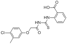 2-[[[[(4-CHLORO-3-METHYLPHENOXY)ACETYL]AMINO]THIOXOMETHYL]AMINO]-BENZOIC ACID 结构式