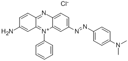 3-amino-7-[[4-(dimethylamino)phenyl]azo]-5-phenylphenazinium chloride  Structure