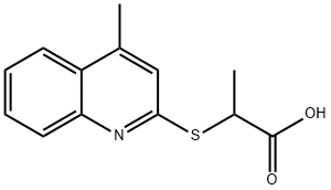 2-[(4-メチル-2-キノリニル)チオ]プロパン酸 化学構造式