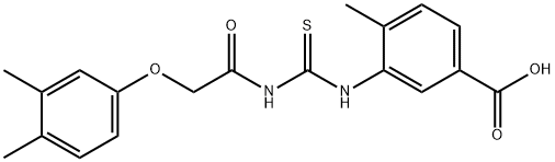 3-[[[[(3,4-DIMETHYLPHENOXY)ACETYL]AMINO]THIOXOMETHYL]AMINO]-4-METHYL-BENZOIC ACID 结构式