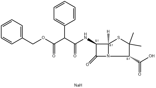 sodium [2S-(2alpha,5alpha,6beta)]-6-[[3-(benzyloxy)-1,3-dioxo-2-phenylpropyl]amino]-3,3-dimethyl-7-oxo-4-thia-1-azabicyclo[3.2.0]heptane-2-carboxylate Structure