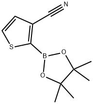 2-(4,4,5,5-四甲基-1,3,2-二氧杂硼烷-2-基)噻吩-3-甲腈 结构式