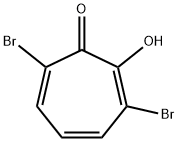 3,7-ジブロモ-2-ヒドロキシ-2,4,6-シクロヘプタトリエン-1-オン 化学構造式