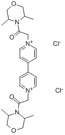 １，１´－ビス（３，５－ジメチルモルホリノカルボニルメチル）－４，４´－ビピリジニウムジクロリド 化学構造式