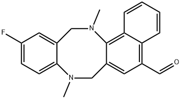 11-FLUORO-8,14-DIMETHYL-7,8,13,14-TETRAHYDROBENZO[F]NAPHTHO[1,2-B][1,5]DIAZOCINE-5-CARBALDEHYDE Struktur