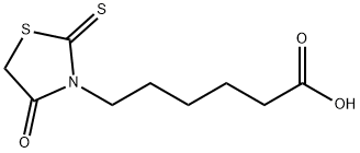 4-オキソ-2-チオキソ-3-チアゾリジンヘキサン酸 化学構造式