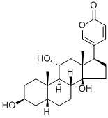 3β,11α,14-トリヒドロキシ-5β-ブファ-20,22-ジエノリド 化学構造式