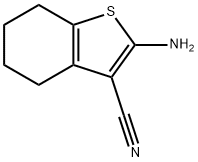 2-アミノ-4,5,6,7-テトラヒドロベンゾ[b]チオフェン-3-カルボニトリル 化学構造式