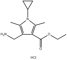 ETHYL 4-(AMINOMETHYL)-1-CYCLOPROPYL-2,5-DIMETHYL-1H-PYRROLE-3-CARBOXYLATE HYDROCHLORIDE Structure