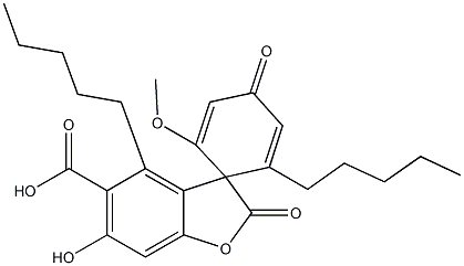 6-Hydroxy-2'-methoxy-2,4'-dioxo-4,6'-dipentylspiro[benzofuran-3(2H),1'-[2,5]cyclohexadiene]-5-carboxylic acid Structure