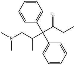 6-(ジメチルアミノ)-5-メチル-4,4-ジフェニル-3-ヘキサノン 化学構造式