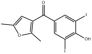 (2,5-ジメチル-3-フリル)(4-ヒドロキシ-3,5-ジヨードフェニル)ケトン 化学構造式