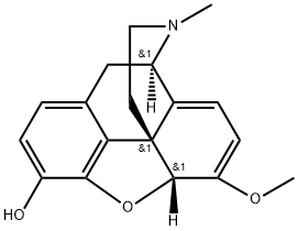 6,7,8,14-テトラデヒドロ-4,5α-エポキシ-6-メトキシ-17-メチルモルフィナン-3-オール 化学構造式
